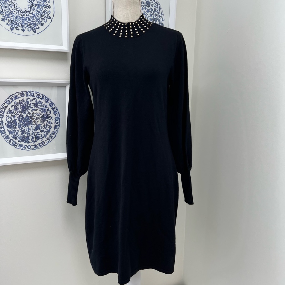 ☕️✨BELLDINI✨☕️ Black Sweater dress with Embellished mock neck